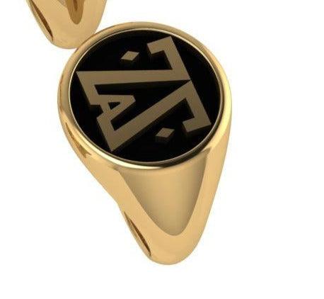 Men's Custom Logo Statement Ring 10K Yellow Gold - Thenetjeweler