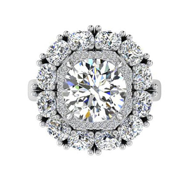 Double Halo Round Diamond Ring - Thenetjeweler