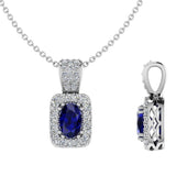 Sapphire and Diamond Halo Pendant Version 2 - Thenetjeweler