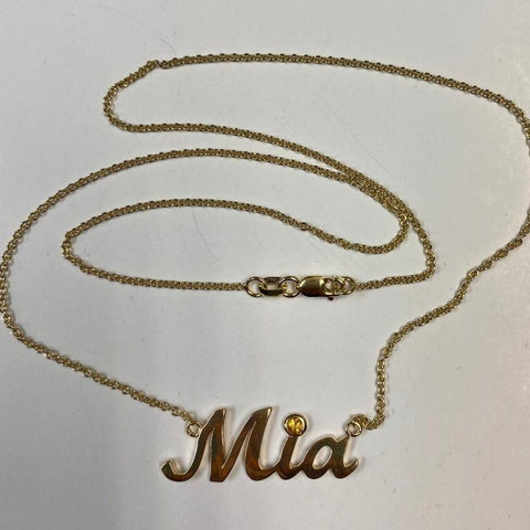Name Necklace Mia Citrine Accent Yellow Gold - Thenetjeweler