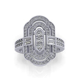 Round and Baguette Diamond Ring 14K White Gold - Thenetjeweler