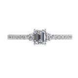 Emerald Cut Diamond Ring with Side Stones - Thenetjeweler