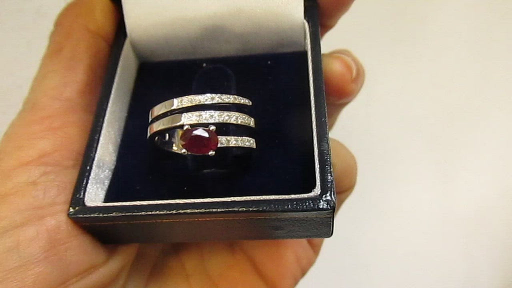 Ruby and Diamond Ring Band White Gold