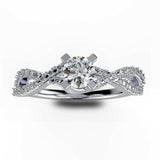 Diamond Split Shank Wave Design Engagement Ring - Thenetjeweler