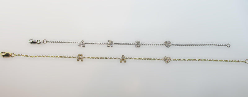Initial Bracelet with Diamonds and Charm - Thenetjeweler
