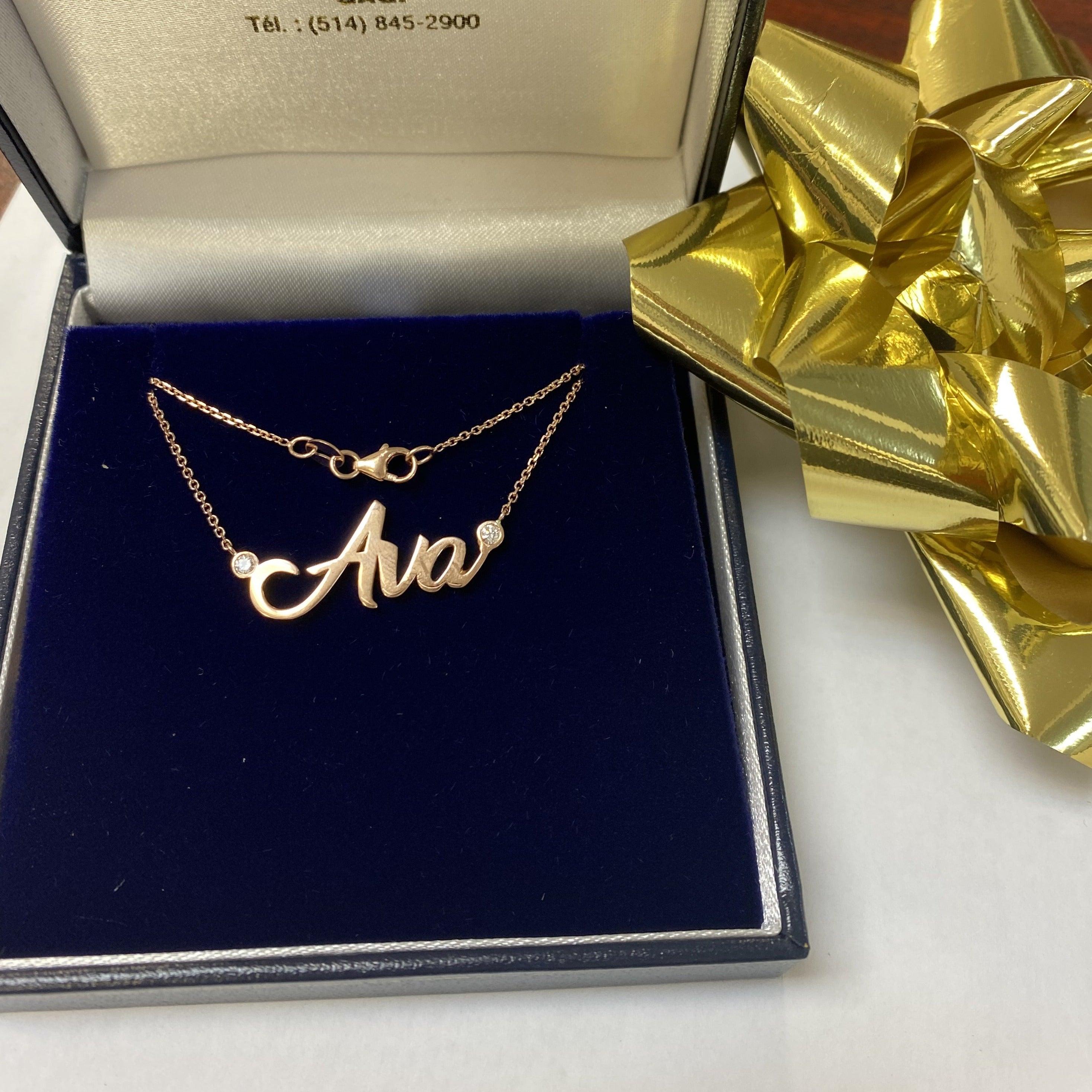 Name Necklace with Diamonds 14K Gold - Thenetjeweler