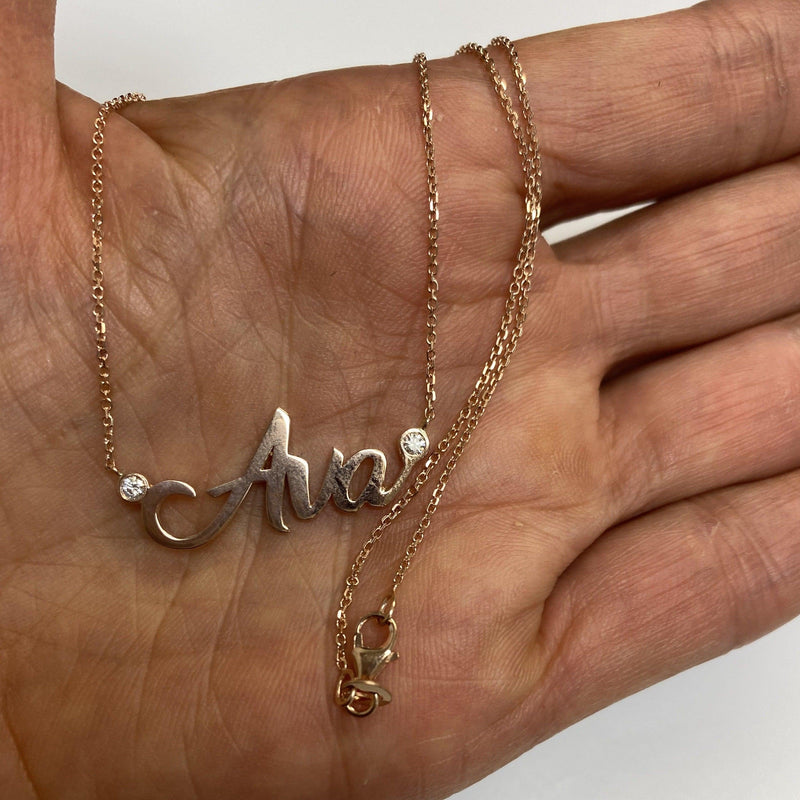Name Necklace with Diamonds 14K Gold - Thenetjeweler