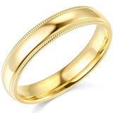 Wedding Band Comfort Fit 14K Gold 4 mm Milgrain Edges - Thenetjeweler