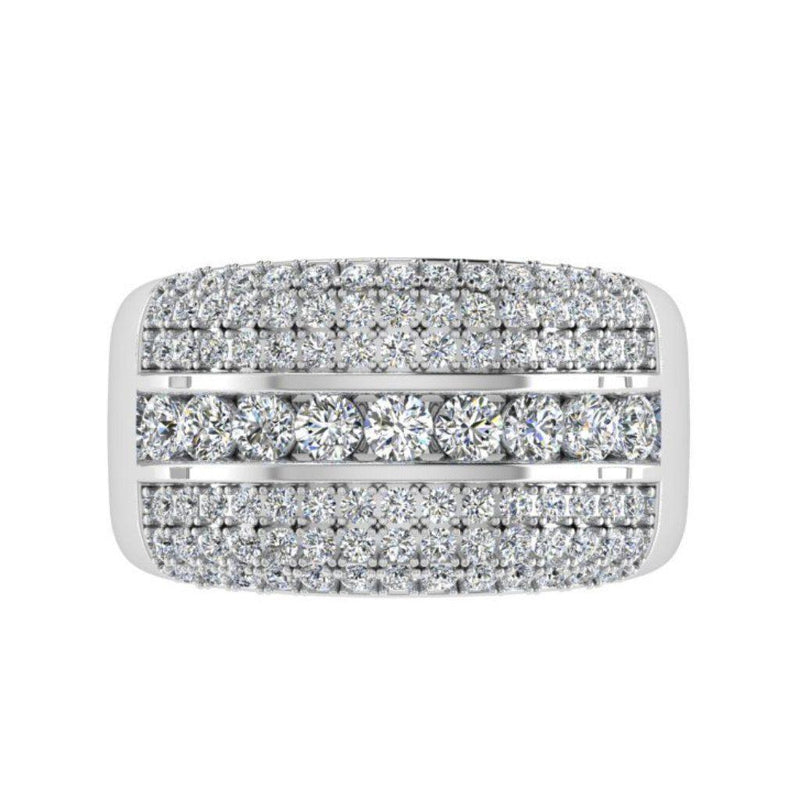 Multi Row Diamond Band Ring 18K Gold - Thenetjeweler