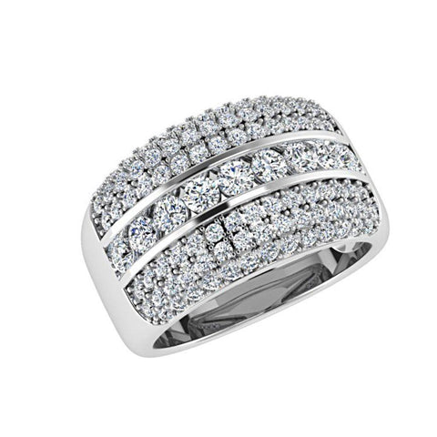 Multi Row Diamond Band Ring 18K Gold - Thenetjeweler