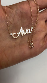 Name Necklace with Diamonds 14K Gold