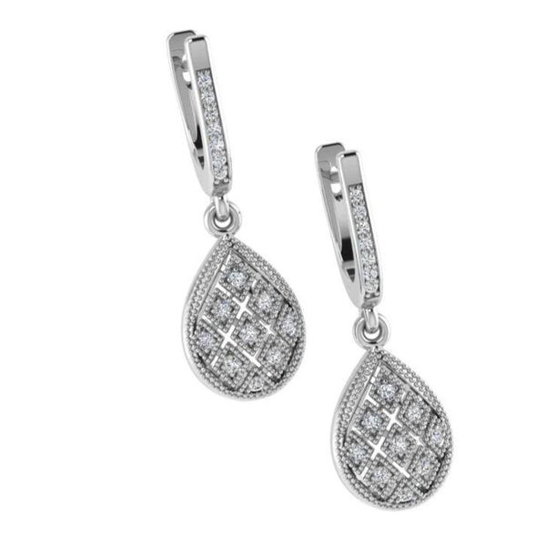 Teardrop Diamond Earrings 14k White Gold - Thenetjeweler