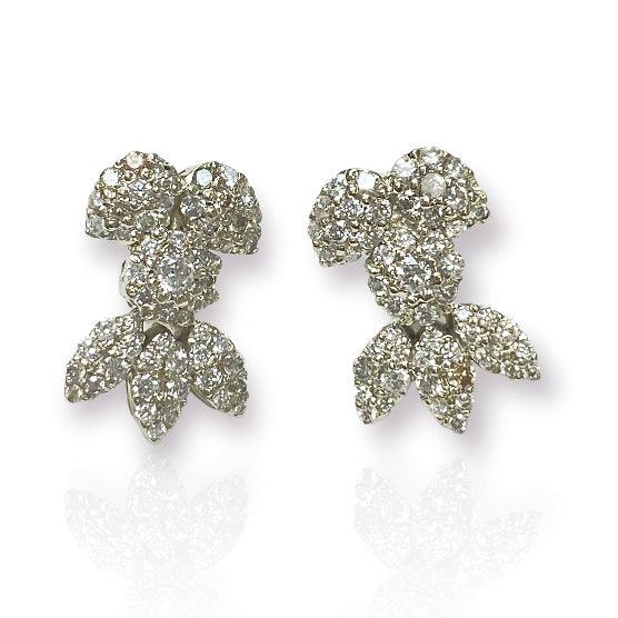 Snowflake Mini Diamond Earrings in White Gold - Thenetjeweler