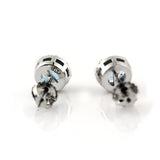 Topaz Diamond Halo Stud Earrings 18K White Gold 0.38 ct. t.w. - Thenetjeweler