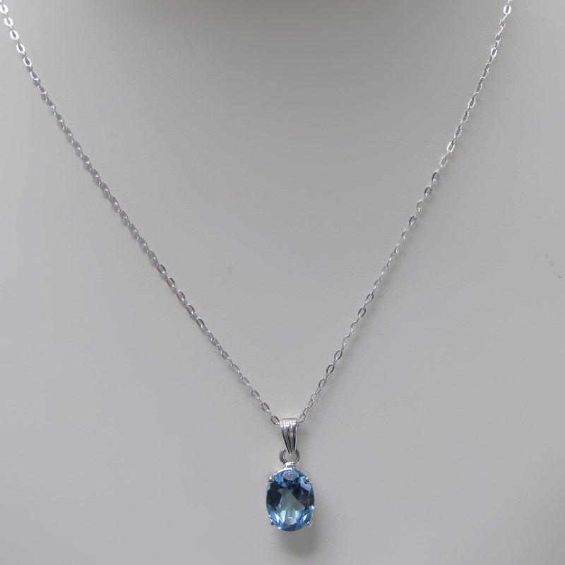 Oval Blue Topaz Pendant Necklace - Thenetjeweler