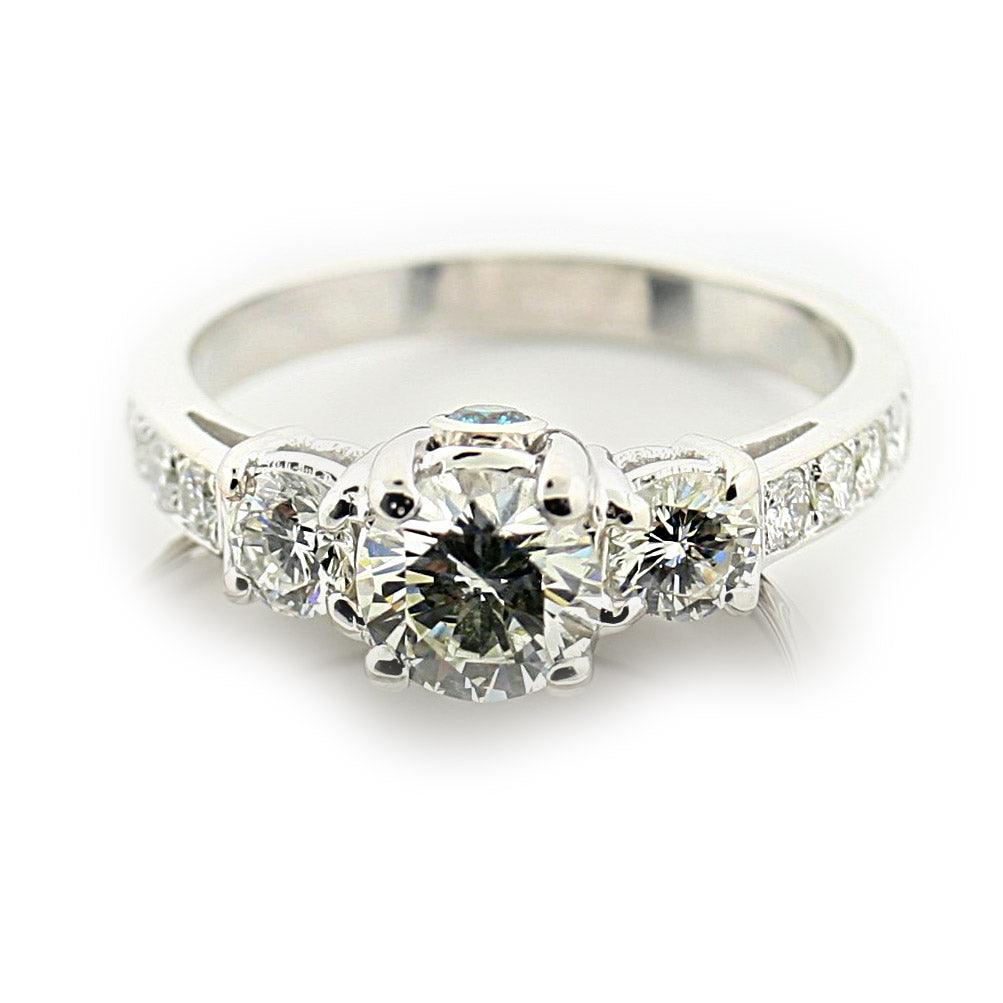 Romantic Engagement ring with Blue Diamond Accent - Thenetjeweler