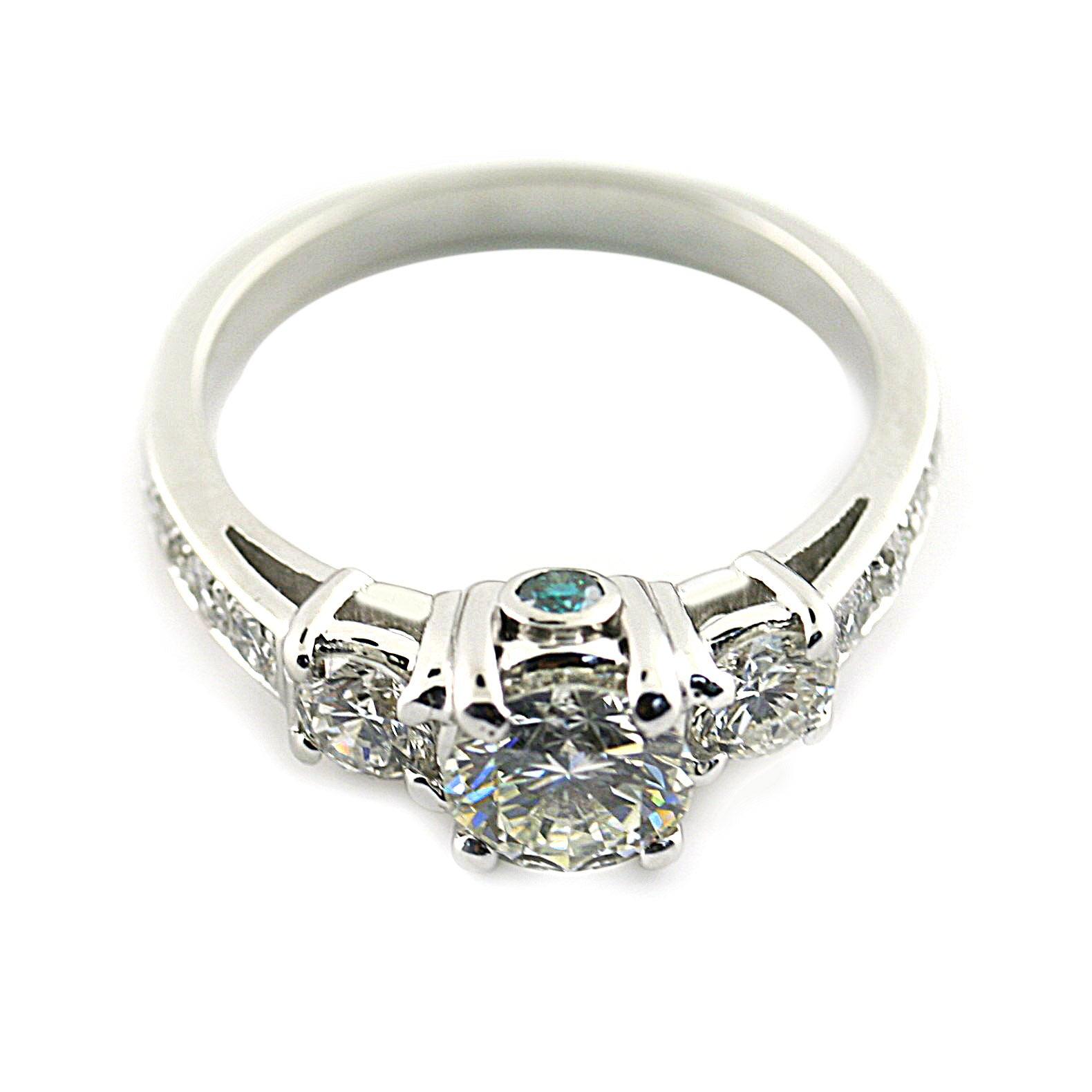 Romantic Engagement ring with Blue Diamond Accent - Thenetjeweler