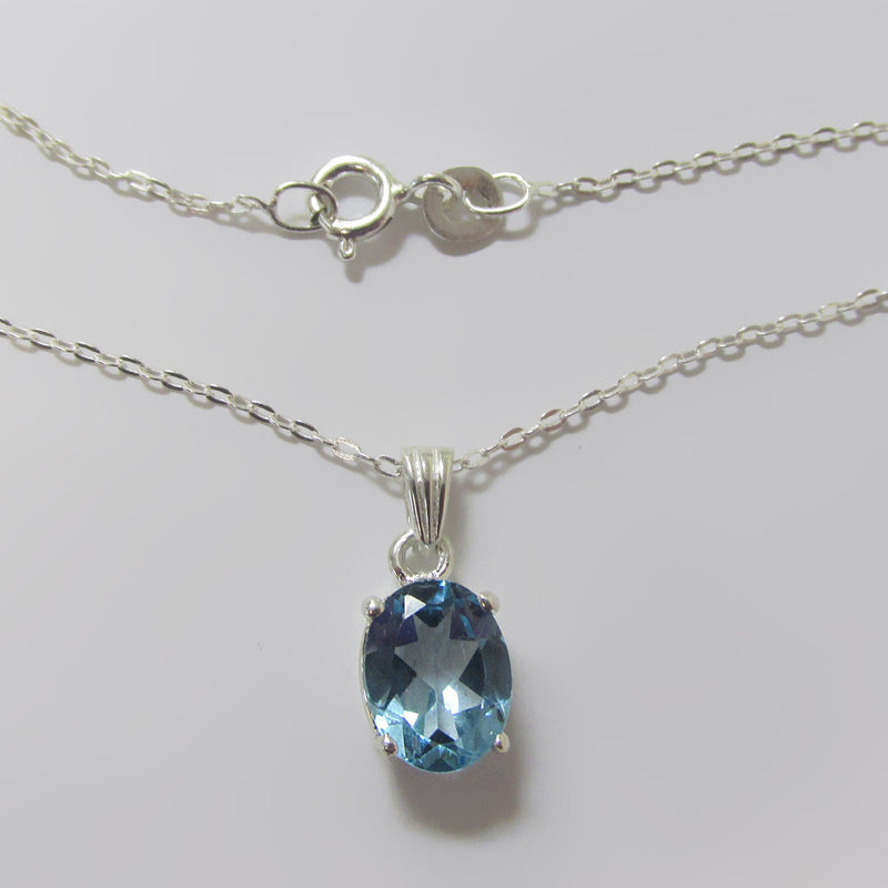 Oval Blue Topaz Pendant Necklace - Thenetjeweler