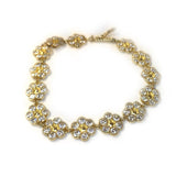 Cubic Zirconia Flower Link Chain Bracelet 14K Yellow Gold - Thenetjeweler