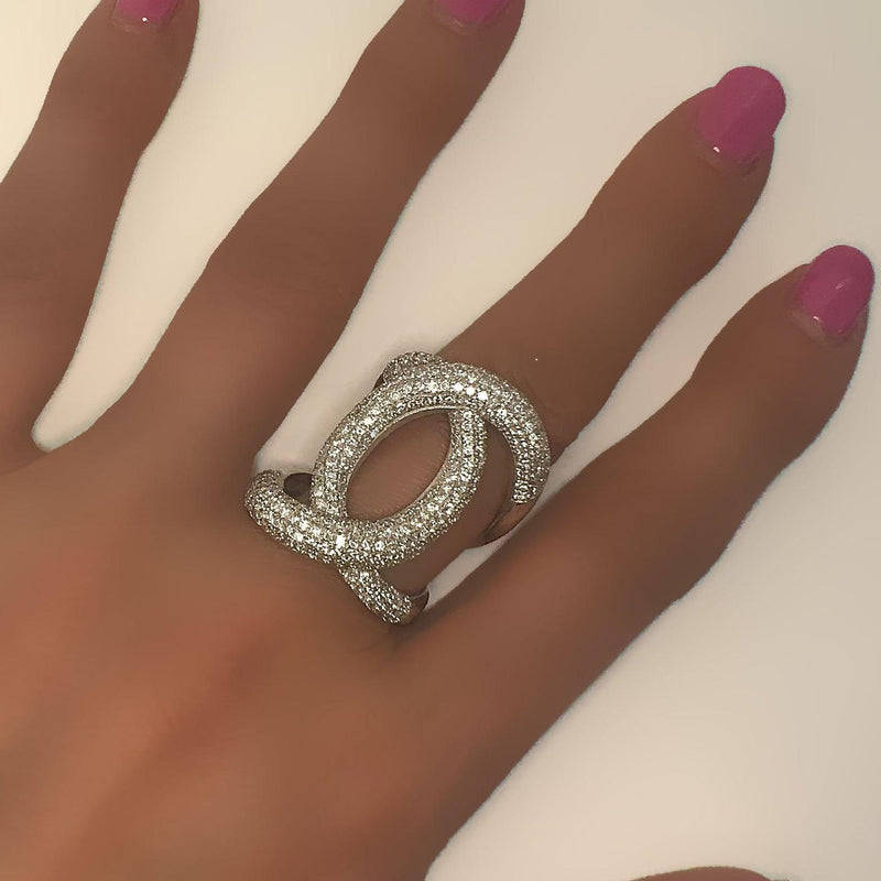 Diamond Crossover Ring White Gold - Thenetjeweler