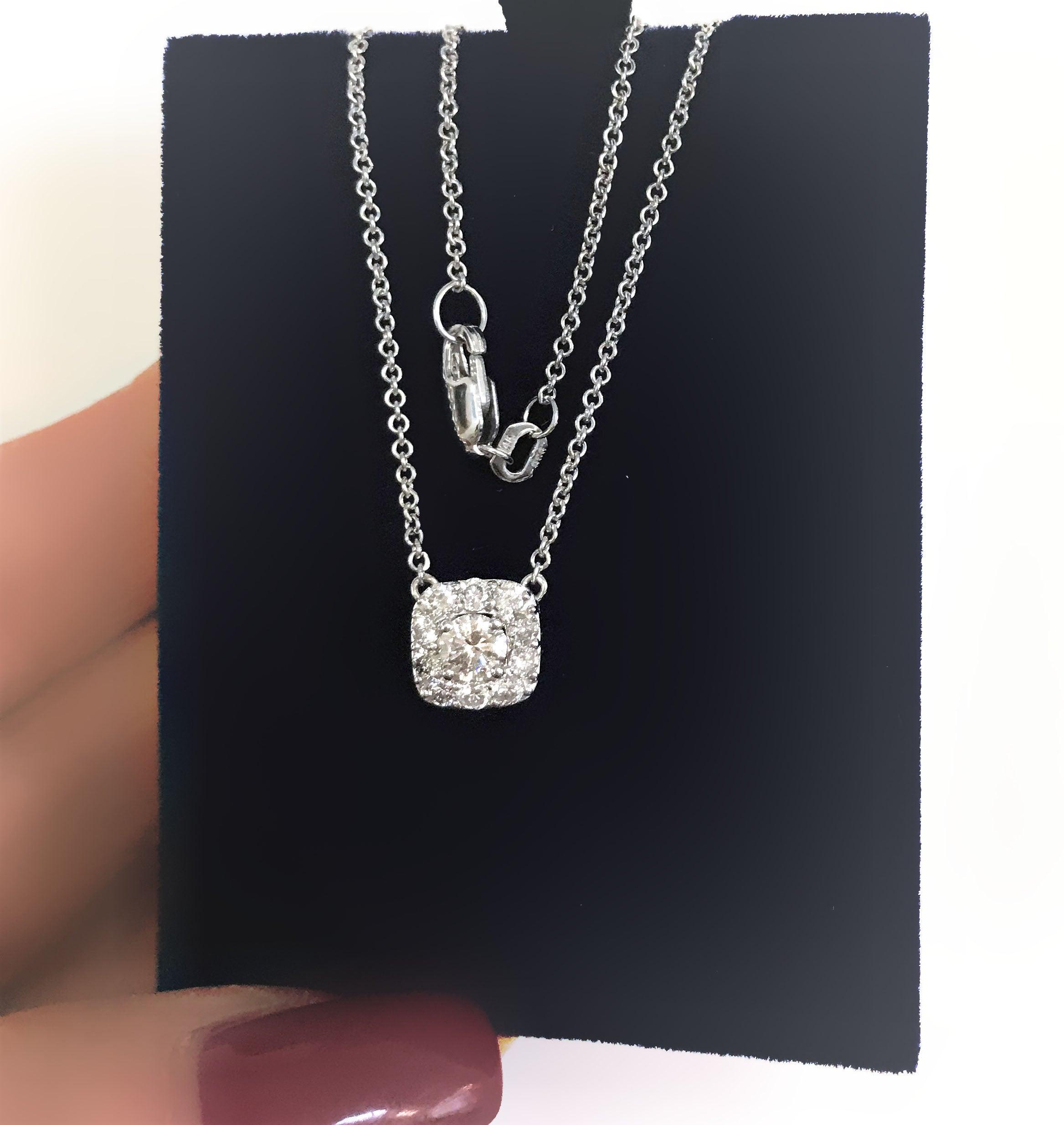 Cushion Halo Diamond Pendant - Thenetjeweler