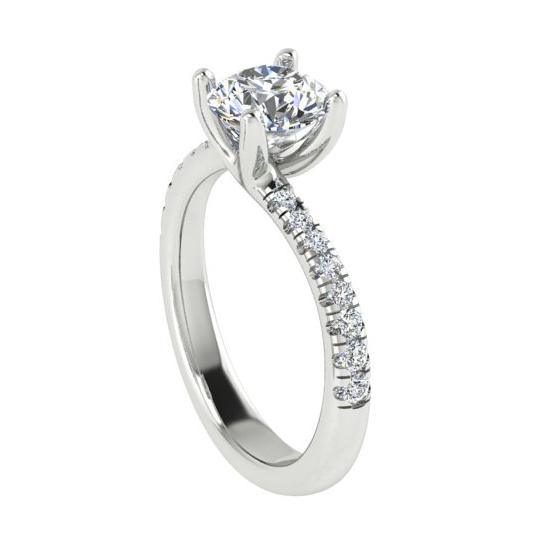 Round Diamond Twist Engagement Ring Setting 18K White Gold - Thenetjeweler