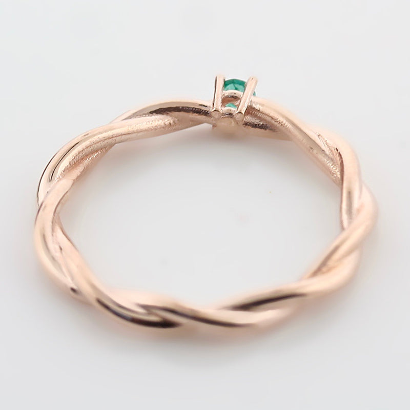 Emerald Dainty Ring Rose Gold - Thenetjeweler