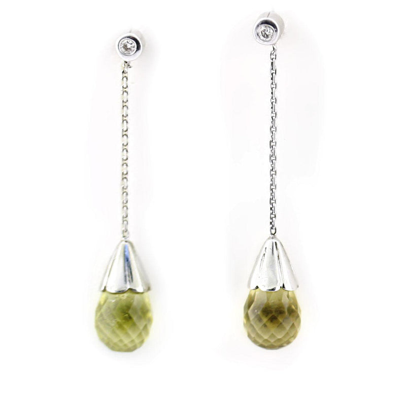 Lemon Quartz & Diamond Drop Earrings - Thenetjeweler
