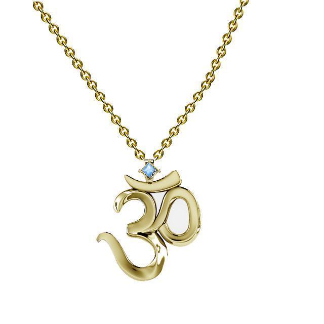 Gold OM yoga Necklace with Gemstone - Thenetjeweler