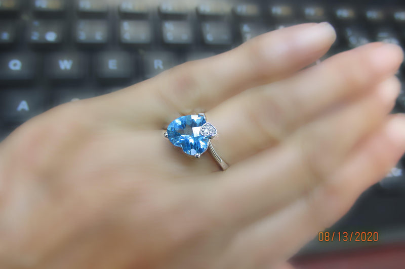 Heart Shaped Blue Topaz Ring - Thenetjeweler