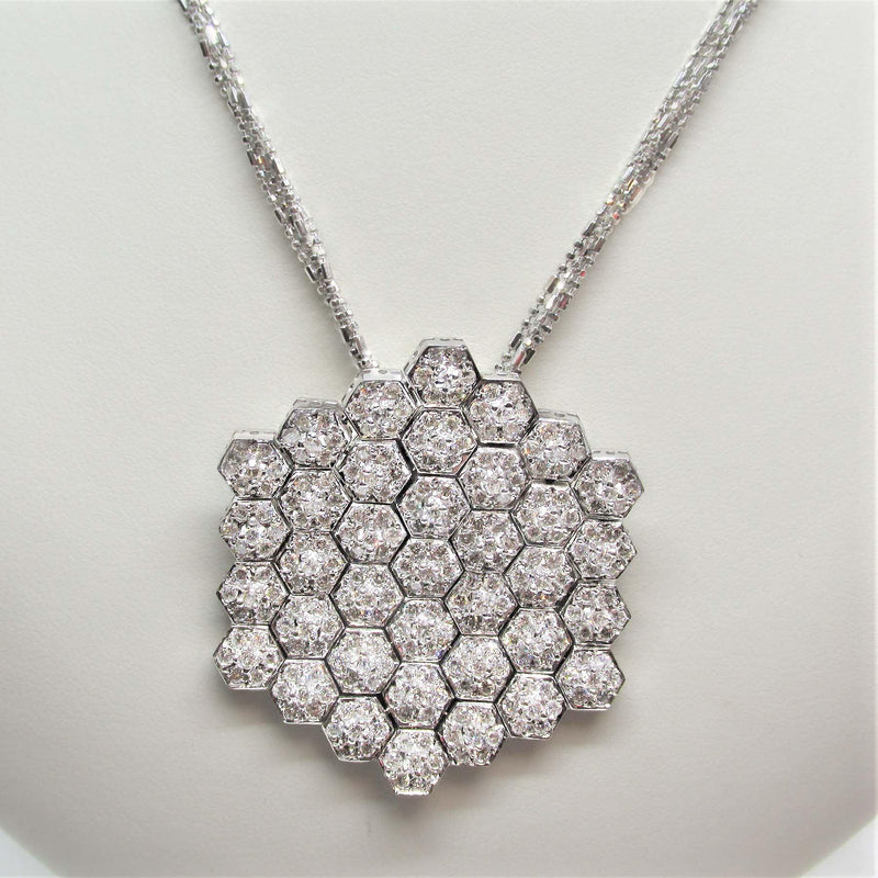 Statement Diamond Honeycomb Pendant 18k Gold Necklace - Thenetjeweler