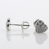 Diamond Heart Stud Earrings 14k White Gold Screw Back 0.35 carat - Thenetjeweler