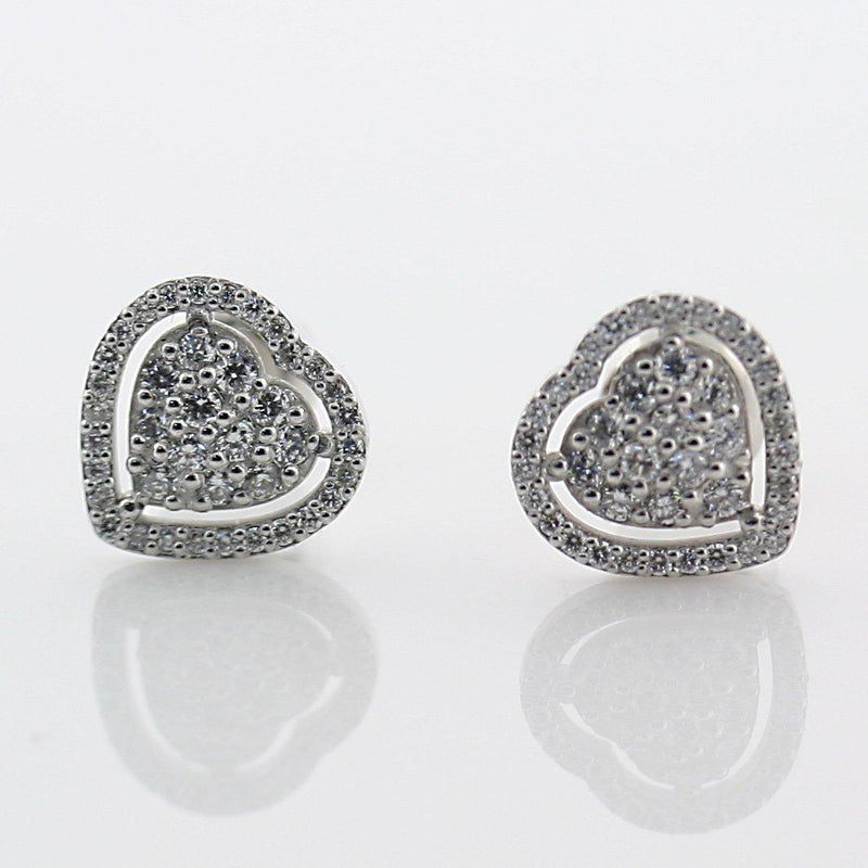 Diamond Heart Stud Earrings 14K White Gold (0.45 ct. tw.) - Thenetjeweler