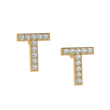 Diamond Initial Earrings 14K Gold - Thenetjeweler