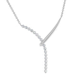 Lab Diamond Lariat Necklace 14K White Gold - Thenetjeweler