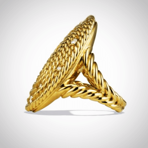 Diamond Ring Cable coil Design 14K Yellow Gold - Thenetjeweler