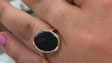 Oval Black Onyx Ring Yellow Gold