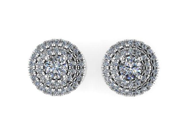 Double Halo Diamond Stud Earrings - Thenetjeweler