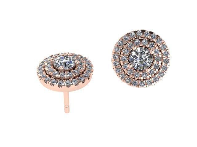 Double Halo Diamond Stud Earrings - Thenetjeweler