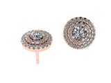 Double Halo Diamond Stud Earrings - Thenetjeweler