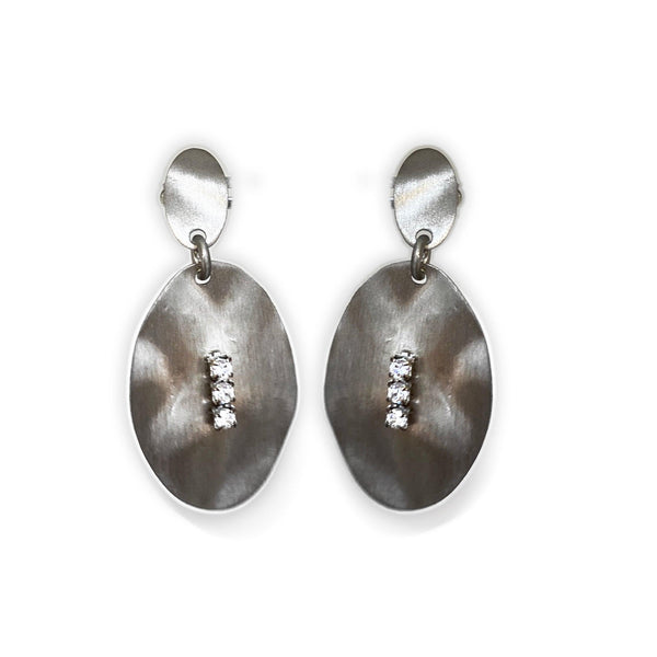 Italian Sterling Silver Hammered Drop Earrings - Thenetjeweler