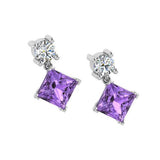 Amethyst and Diamond Stud Earrings - Thenetjeweler