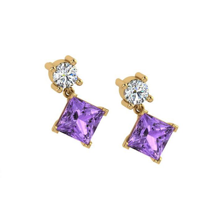 Amethyst and Diamond Stud Earrings - Thenetjeweler