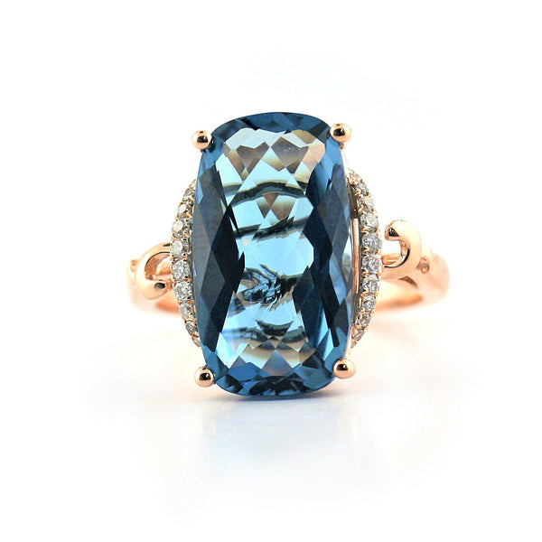 London Blue Topaz and Diamond Ring - Thenetjeweler