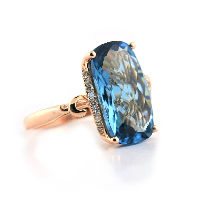 London Blue Topaz and Diamond Ring - Thenetjeweler