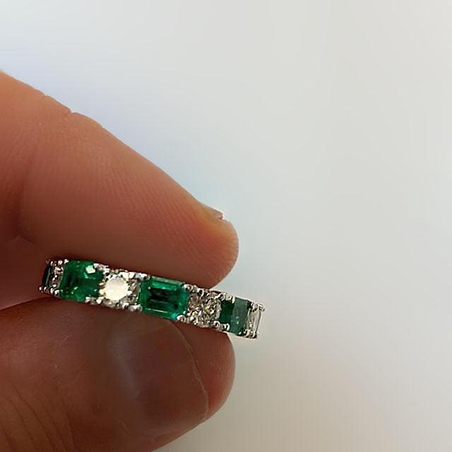 Emerald and Diamond Eternity Ring White Gold - Thenetjeweler