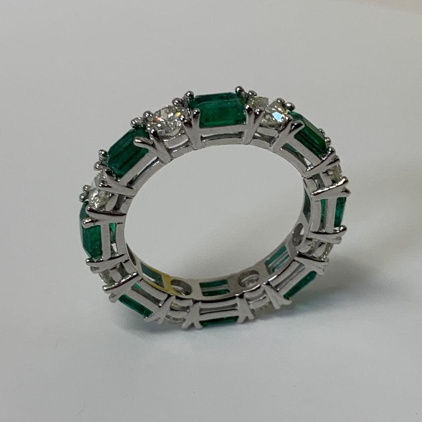 Emerald and Diamond Eternity Ring White Gold - Thenetjeweler