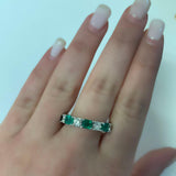 Emerald and Diamond Eternity Ring White Gold - Thenetjeweler