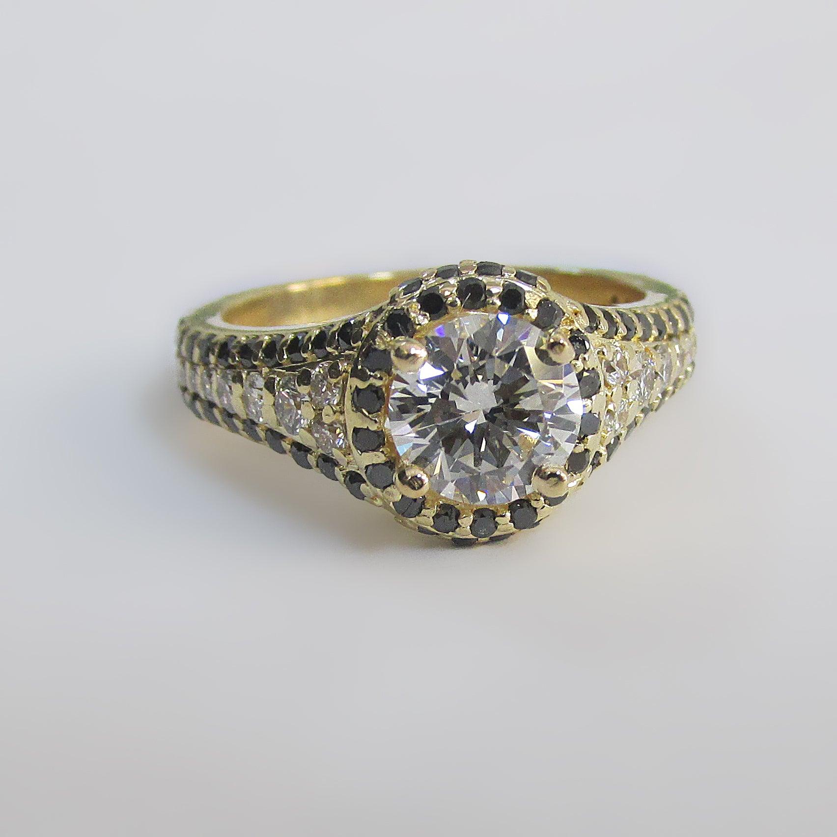 White and Black Diamond Ring - Thenetjeweler