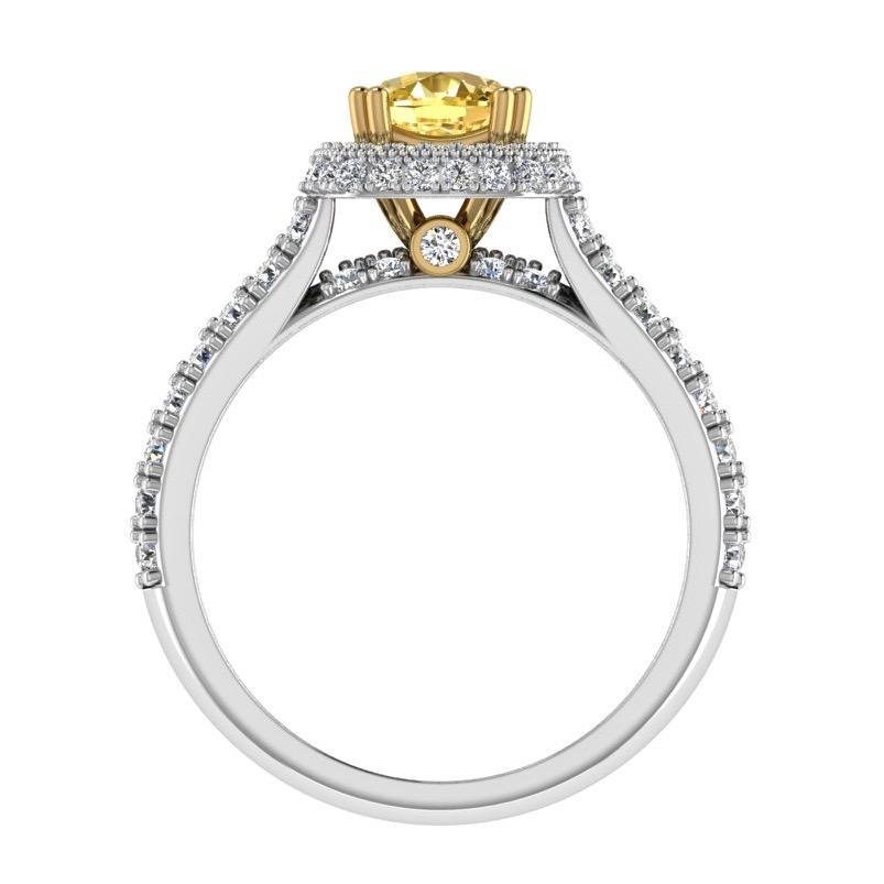 Double Row Cushion Halo Diamond Engagement Ring 18K Gold (1.15 CT. TW) - Thenetjeweler